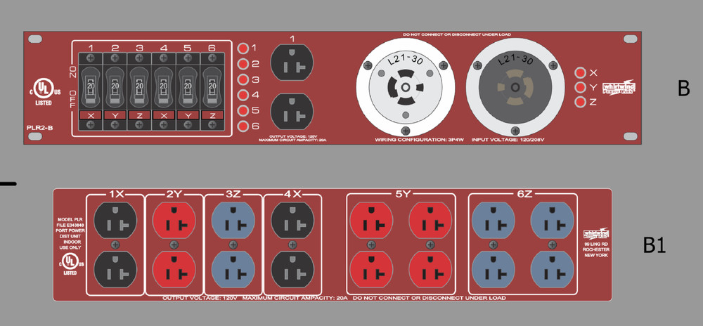 Whirlwind PLR2-B1 20A Power Distro Breaker Power Pack L2130 to Duplex AC