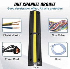 VEVOR 4PCS Floor Cable Protector Ramp 3.28′ 1-Channel Rubber Speed Bump 18000lbs
