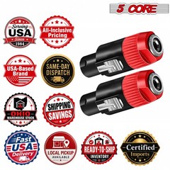 5 Core Speakon 1/4″ Female – Male Connectors Pair 4 Pole SpeakON Connector