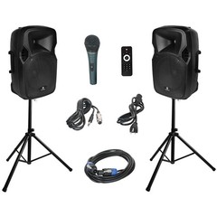 PRORECK 1000W 12″ PA System Kids Party Bluetooth DJ Speakers w/ Stand Mic