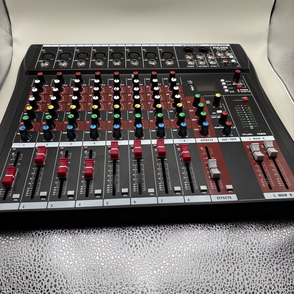 Fulode 8 Channel Bluetooth Studio Audio Mixer Live Sound Mixing Needs Power Cord