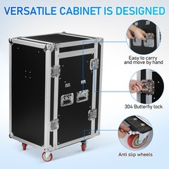 16 Space Pro Audio DJ Road Rack Case with Casters – 16U Pro Tour Grade Case HOT!