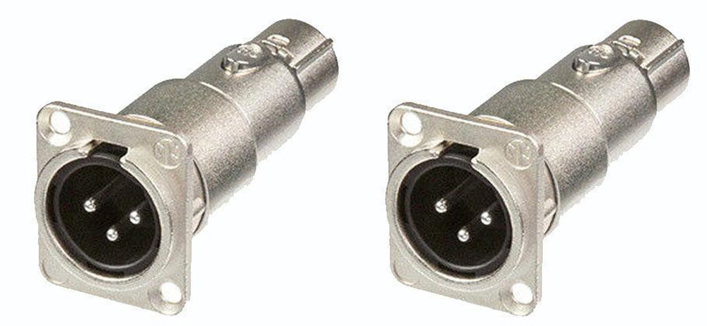 2 Neutrik NA3MDF 3 Pin Mic XLR Male to Female Adapter Feed / Pass Thru Converter