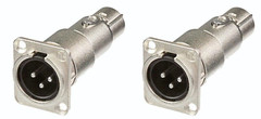2 Neutrik NA3MDF 3 Pin Mic XLR Male to Female Adapter Feed / Pass Thru Converter