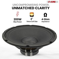 5Core 12 Inch Raw Sub Woofer Home 8 Ohms Woofer Replacement for Audio DJ Speaker