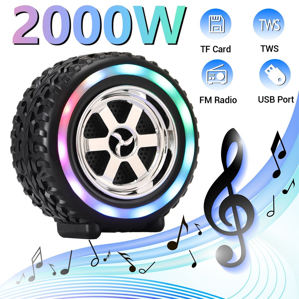 2.5″ Portable Tire Bluetooth Wireless Speaker BT TWS Soud System USB/TF/FM Radio