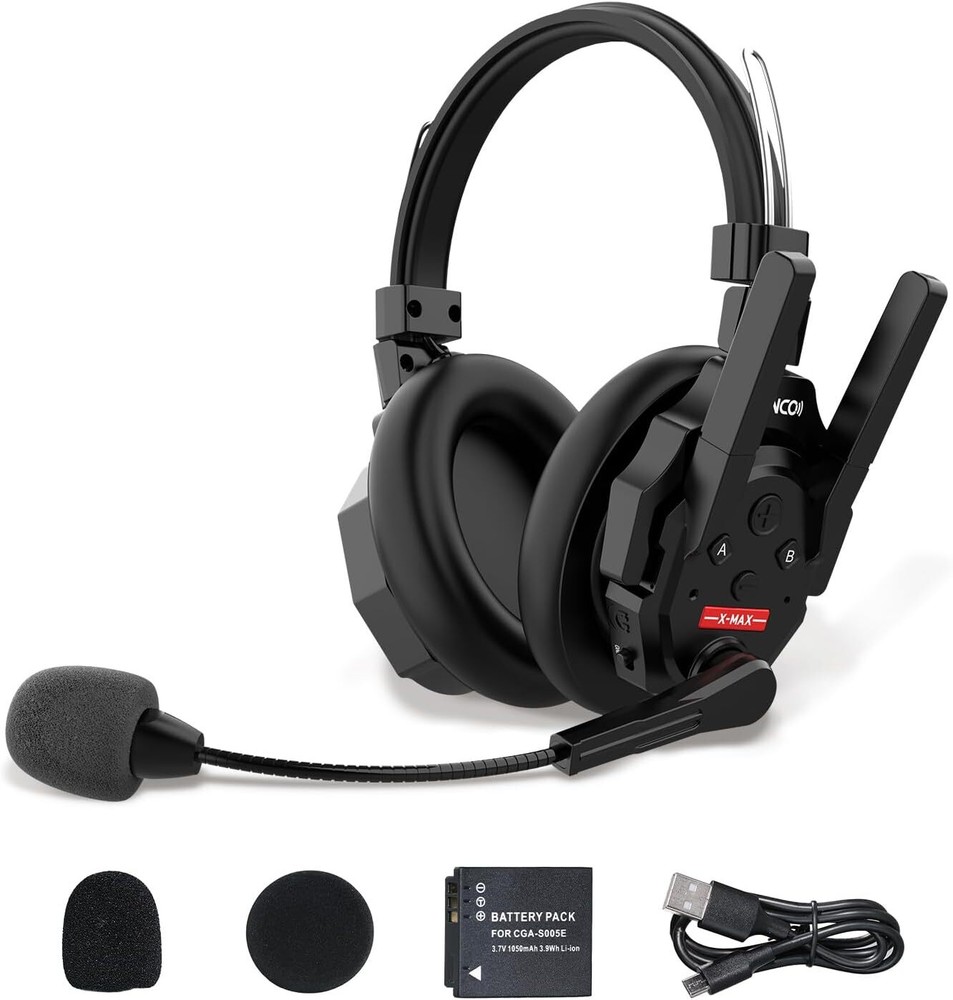 SYNCO XTALK Xmax Wireless Intercom Headset Dual Ear 500m/1640ft Noise Reduction