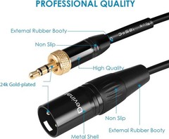 Devinal Replacement Locking 1/8 to XLR Male Output Cable 1 FT with Lock