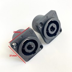 2 Pcs NL4MP Female 4 Pin SpeakON Connectors Square Configuration 31x26mm Panel