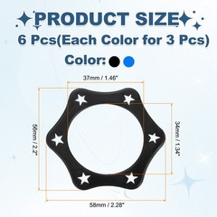 6 Pack 1.34″ Hexagonal Rubber Mic Rolling Ring, Black/Blue