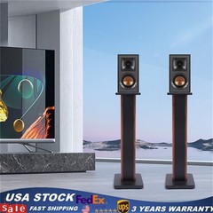 28″ Wood Speaker Stands 1 Pair Yellow Sandalwood/Black Walnut for HiFi Bookshelf