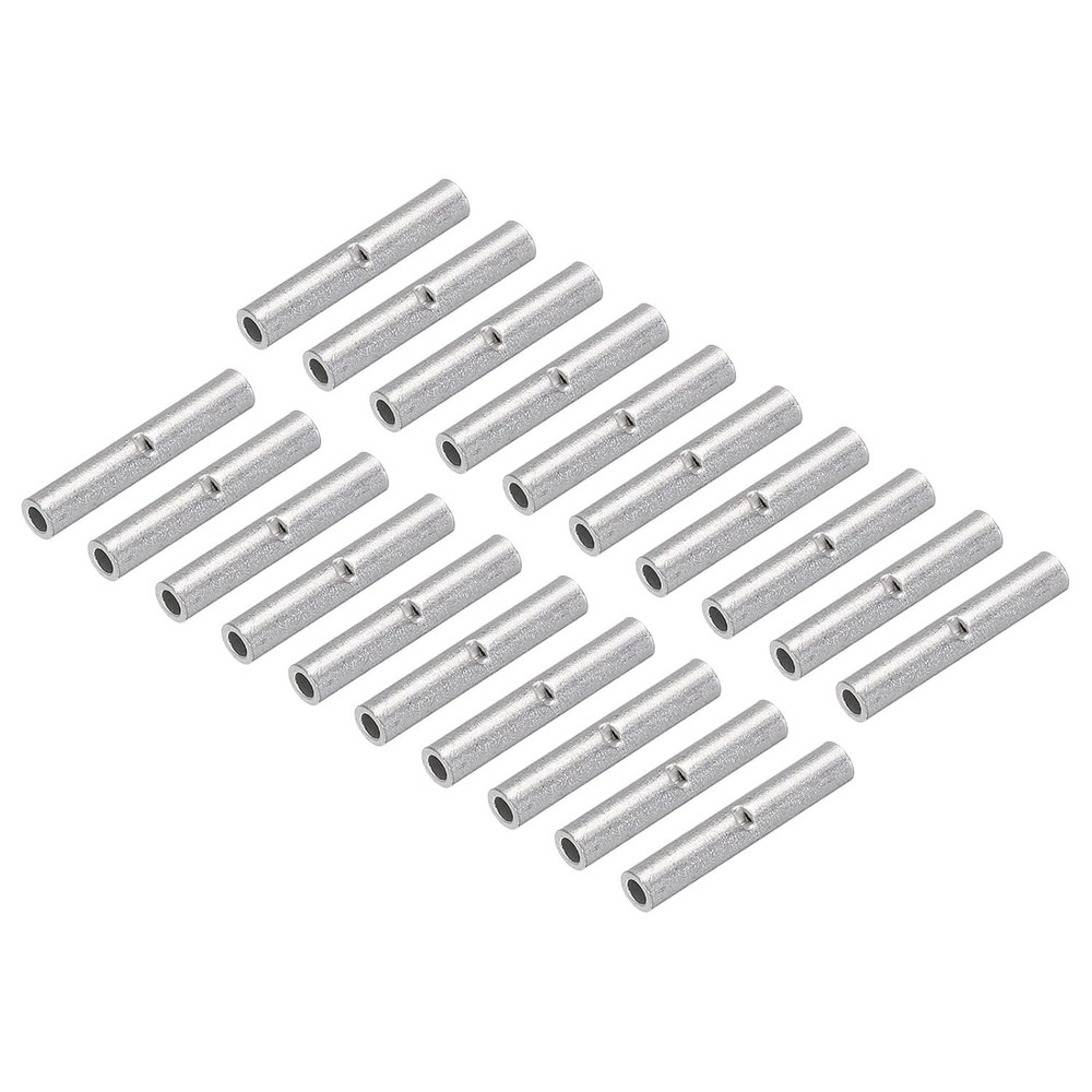 MECCANIXITY 100Pcs Non Insulated Butt Connectors 26-22AWG Wire Silver