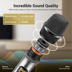 15-Channel UHF Wireless Handheld Microphone with Rechargeable Receiver – Silver