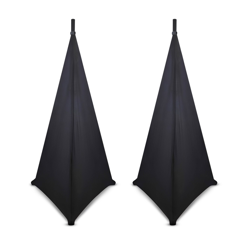PRORECK 2-Pack DJ Speaker Stand Cover 360 Tripod Scrim Cable Management Black