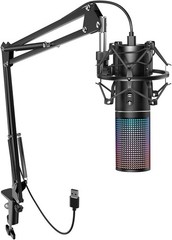 Cardioid USB RGB Mic Kit Adjustable Arm Gaming Podcast Studio Recording for PC