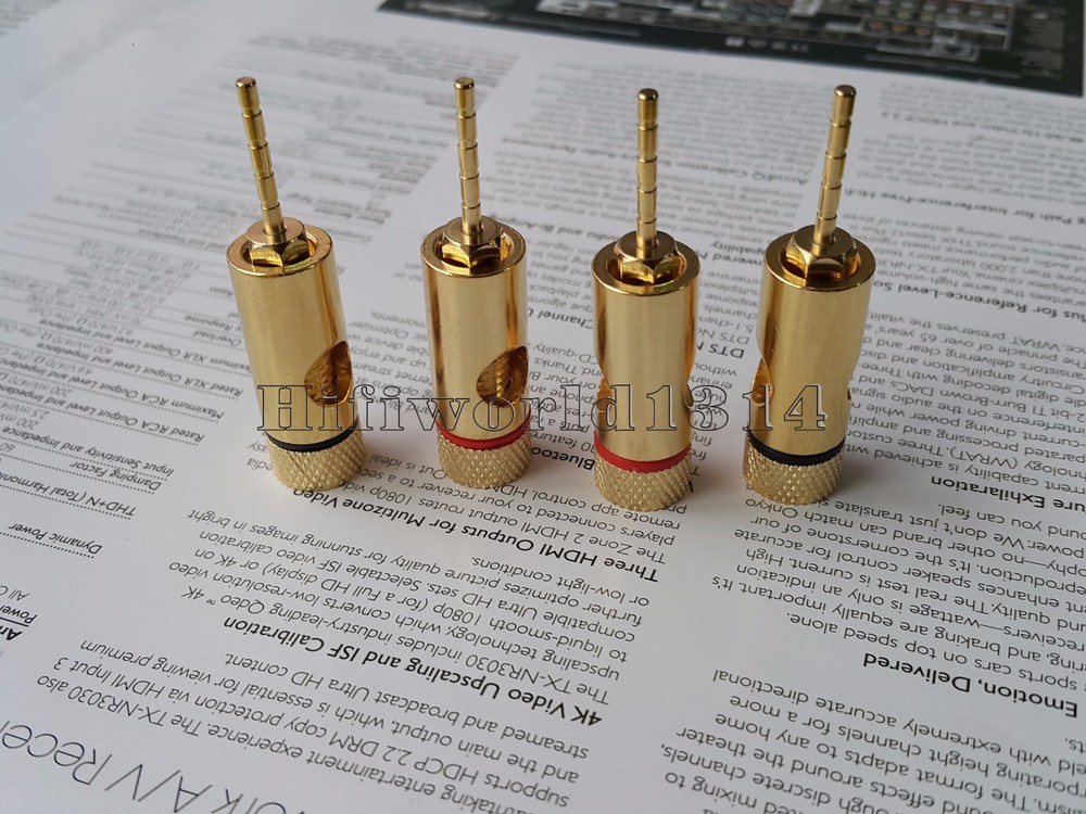 4x Speaker Wire Cable Pin Connector Plug Banana Spade Adapter