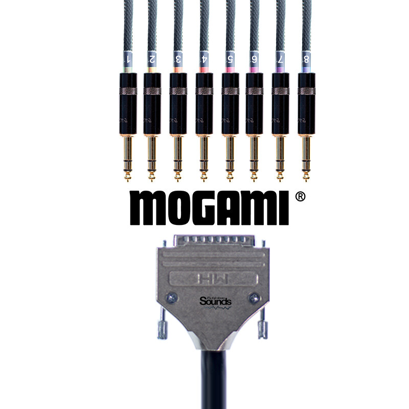 D-Sub Loom | DB25 to Jack TRS Gold Male Rean | 8 Way | Balanced | Mogami 1 Meter