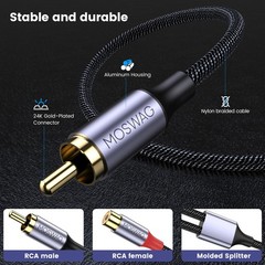 1 Pack RCA Y Splitter Cable 1 Male to 2 Female Audio Adapter Black Cord