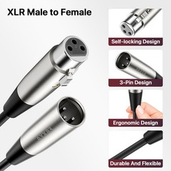 10 PCS 3ft Black XLR Microphone Cable Male To Female Mic Mixer Patch Cords