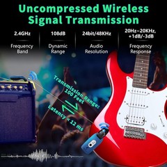 High-Performance A9 Wireless Guitar System with No Latency and 4-Hour Battery