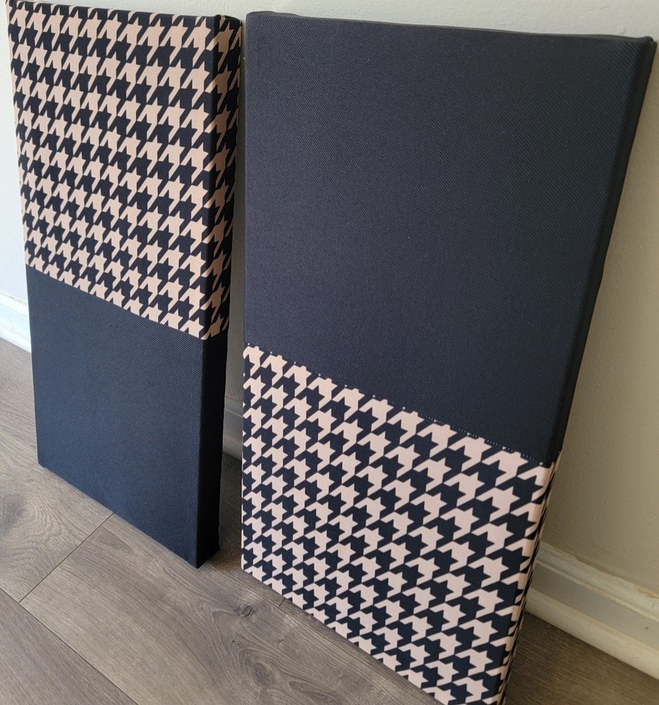 6 Sound Absorbing Acoustic Wall Panels Houndstooth TAN/ BLACK – SET of 6