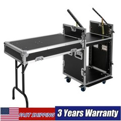 12U PA DJ Rack / Road Case Slant Mixer Top Rack with DJ Table Tops 661 lbs Load
