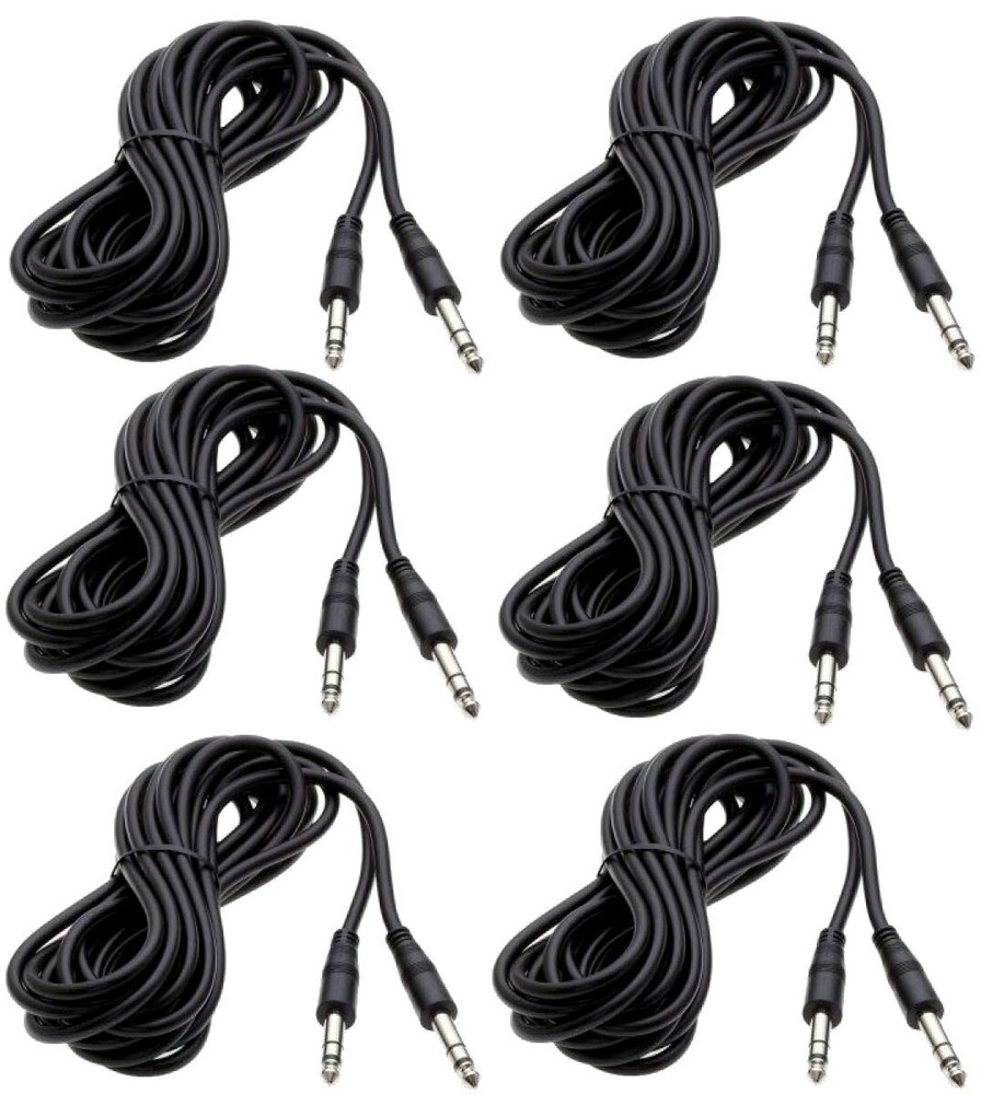 6 Pcs 10Ft 1/4″ Stereo TRS Male to Male Guitar Mixer Instrument Cable 10′ Ft Lot