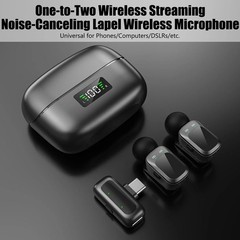 Dual Wireless Lavalier Mic for Type-C Phone 2.4G Noise Cancelling Podcast Vlog