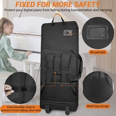 ORKELS 61-Key Keyboard Case with Wheels For 61 Key-42.1″x17.5“x6.5“, Black