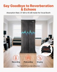 VEVOR 6.56ft Portable Vocal Booth Recording Booth with Travel Bag for Voiceovers