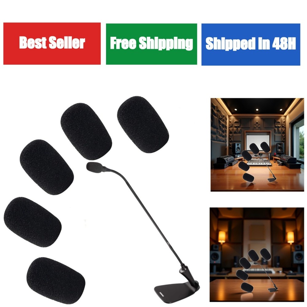 5 Pack Black Microphone Foam Windscreens for Shure CVG18-B/C