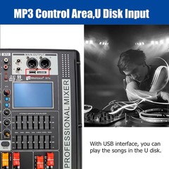 4 Channel Pro Power Mixer Audio Mixing Console 99 DSP w/USB 110-220V Bluetooth