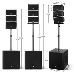 PRORECK 8000W Line Array Speaker System 18 in Active DJ Stage Concert Band