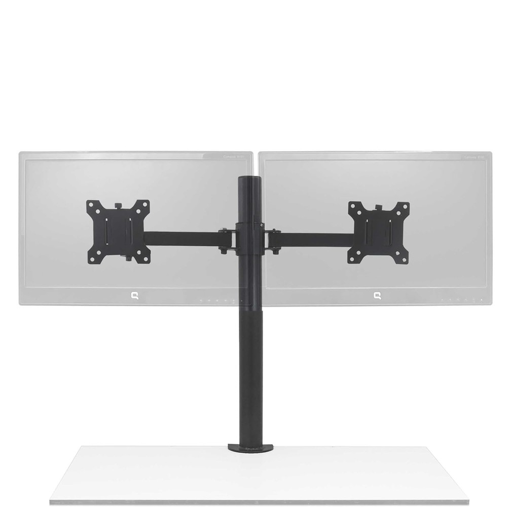 Double Monitor Arm Mount Stand – Adjustable Height, Metal Body, 20″ Compatible