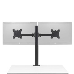 Double Monitor Arm Mount Stand – Adjustable Height, Metal Body, 20″ Compatible