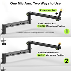 AA AUDIO ACCESSORY Low Profile Boom Arm (Design for Heavy Mic) 6.6lbs Black