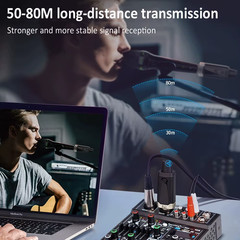 Wireless Microphone System XLR Mic Converter Transmitter and Receiver UHF Automa