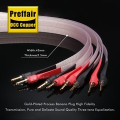 Silver Plated OCC Teflon Ribbon Flat HiFi Speaker Wire Cable with Banana Plug