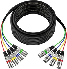 50 Ft 4 Channel XLR Snake Cable – Colored Mic Patch for Live, Studio, Recording