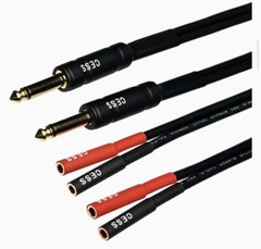 CESS-093 Adapter Cable 1/4 TS to Dual Banana Jack for Speaker Cables 4 Cable
