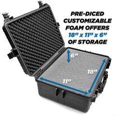 CM Waterproof Hard Case with Customizable Foam Fits Items up to 18″ x 11″ x 6″