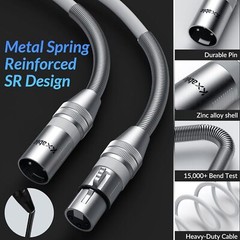 XLR to XLR Cable 15 Feet, Premium XLR Microphone Cable, Heavy Duty 22AWG OFC …