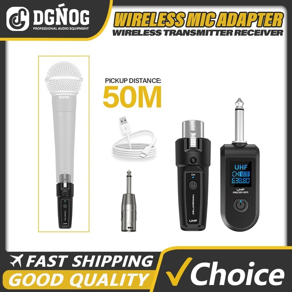 Wired to Wireless Microphone System Converter Transmitter Receiver Rechargeable