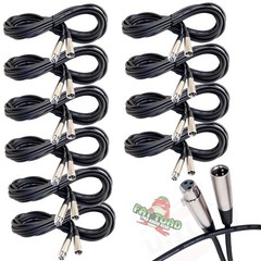 FAT TOAD – XLR Microphone Cables 10 PACK – 20Ft Wire Mic Cord Studio Patch Mixer
