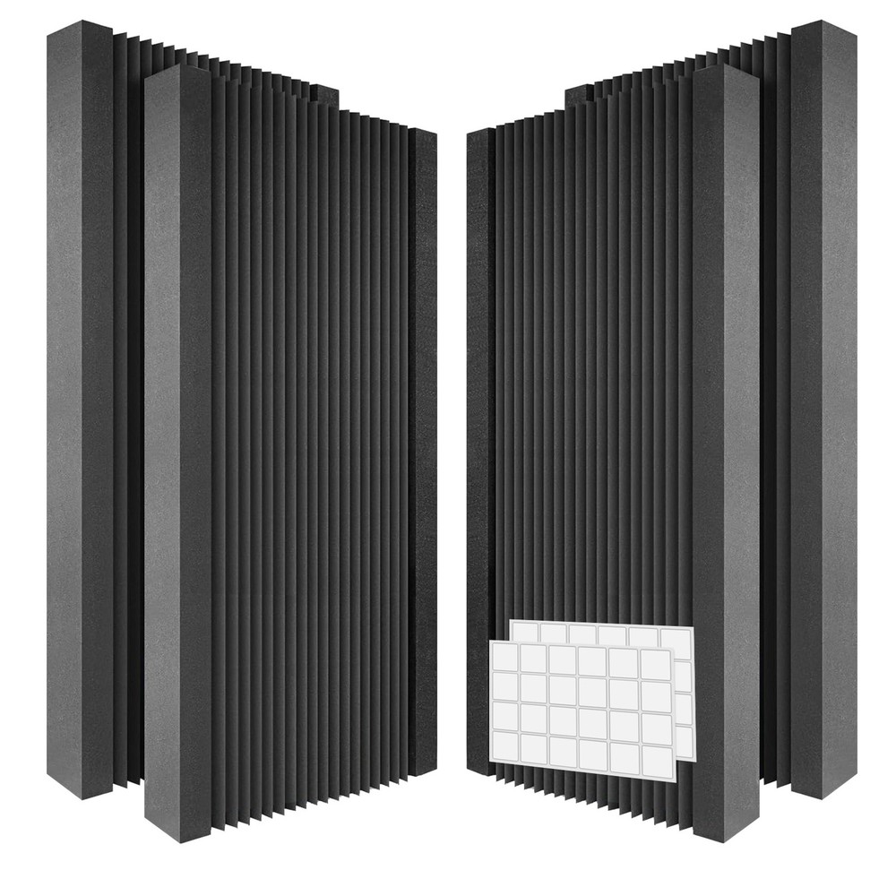 Acoustic Panels 4 Pack 48×24″ Soundproof Foam Panels w/ Self-Adhesive for Home