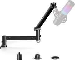 Microphone Arm Adjustable Boom Stand Low Profile Chrome-plated