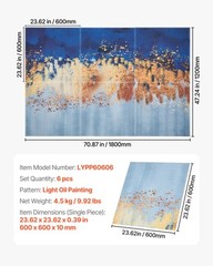 VEVOR 6 Pack Art Acoustic Panels 23.6 x 23.6 inch Self Adhesive for Home Pastel