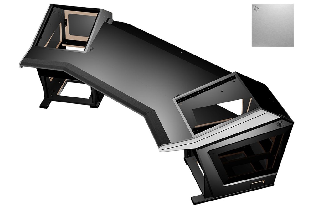 Sterling Modular Plan F Console w/o Center Rack | Brushed Aluminum Thermofoil