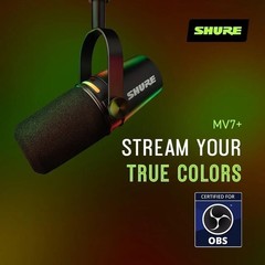 Shure MV7+ Podcast Dynamic Microphone. OBS Certified, Enhanced Audio, LED Tou…