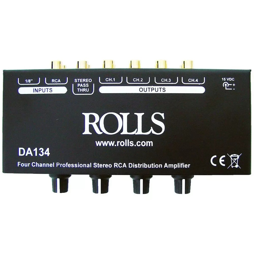Rolls DA134 4 Channel Volume Control Mono Stereo RCA 1/8 inch Inputs Amplifier